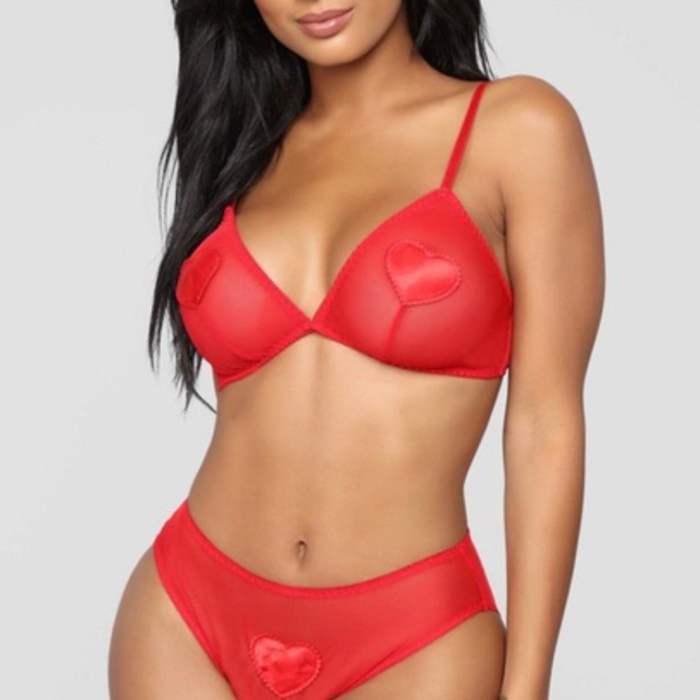 Sexy red heart bra